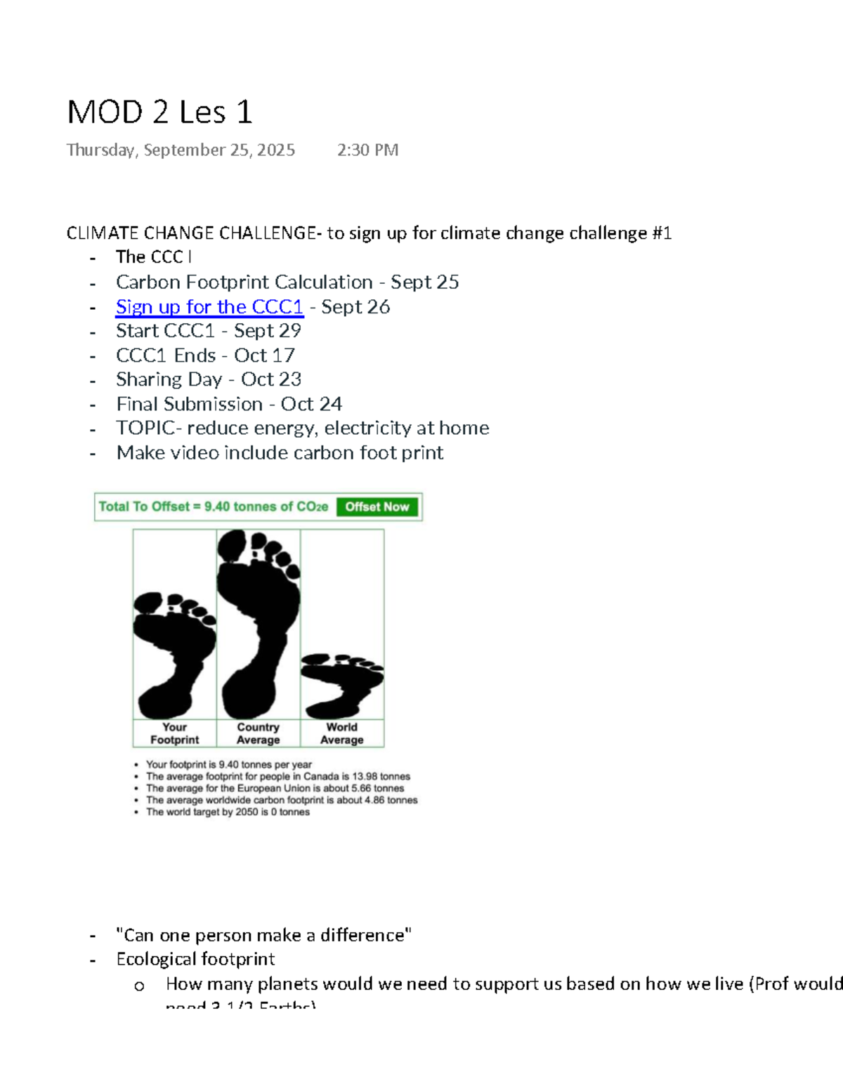 MOD 2 Les 1 - Climate Change Challenge Notes - Studocu