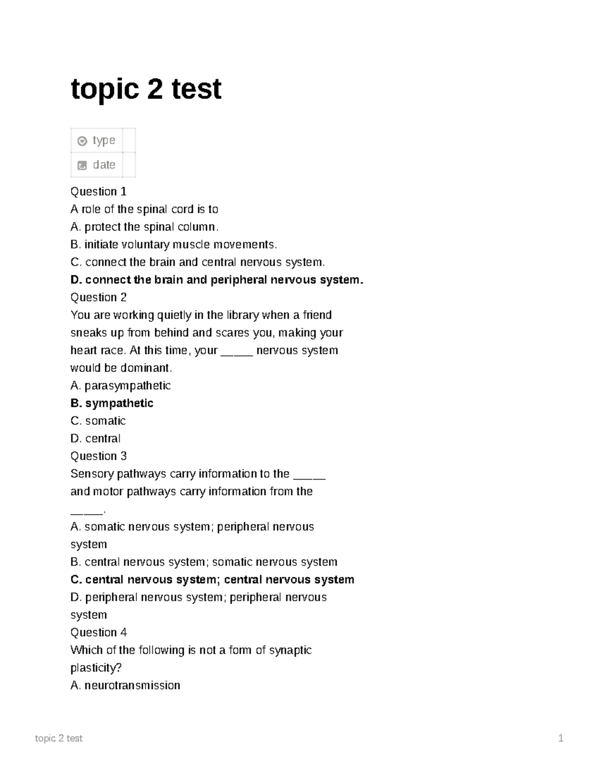 Topic 2testpsych - aghhhhh - topic 2 test type date Question 1 A role ...
