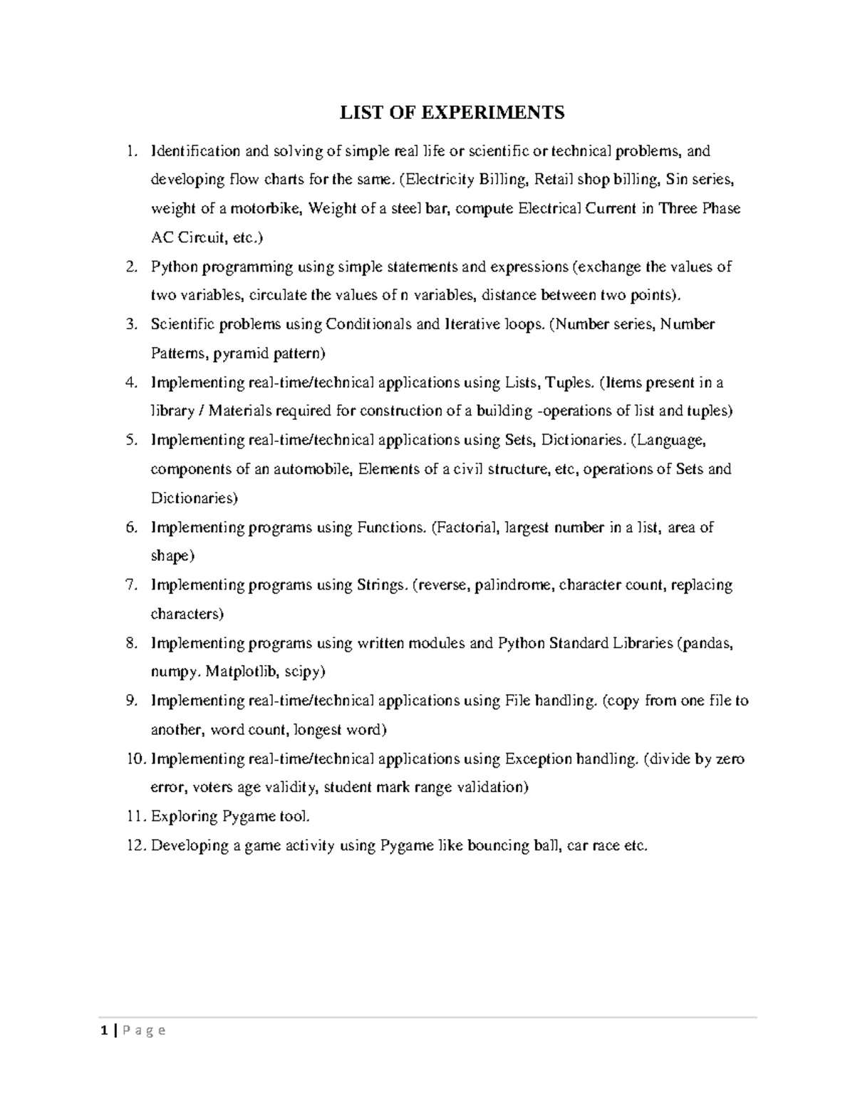 Python Lab Manual 2023: Experiments on Programming Techniques - Studocu