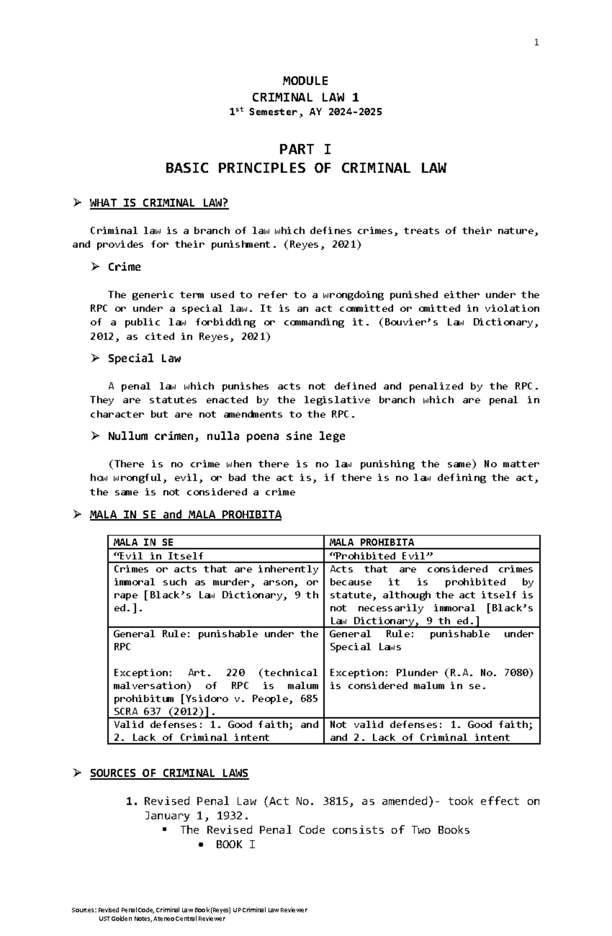Module Criminal Law 1 Basic Principles Key Concepts Studocu