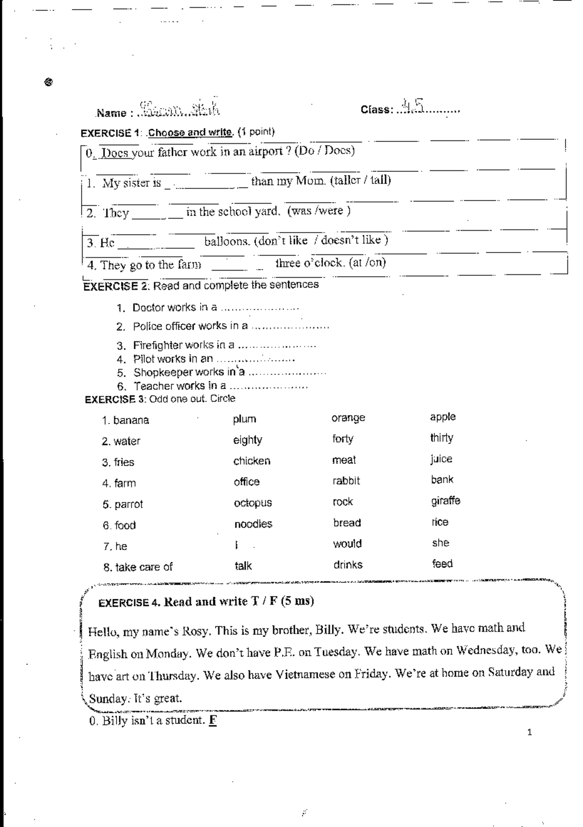 Title: ENG 101: Exercise 1 - Language Practice and Comprehension ...