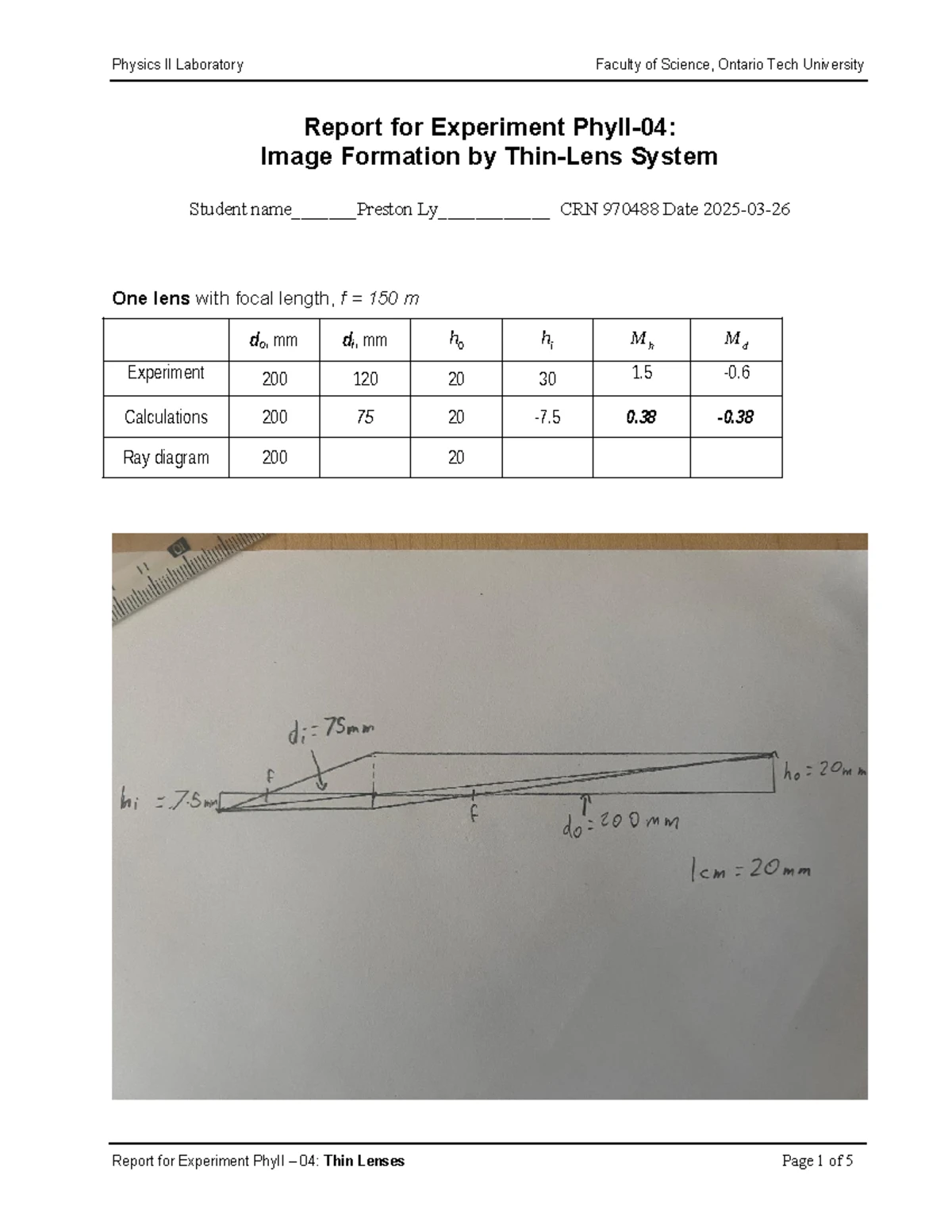 Physics II Lab Report PhyII 05: Diffraction & Interference Experiments ...