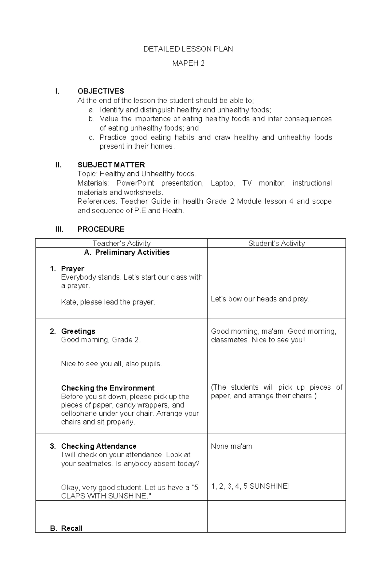Detailed Lesson Plan in Science 3: Exploring Weather Conditions - Studocu