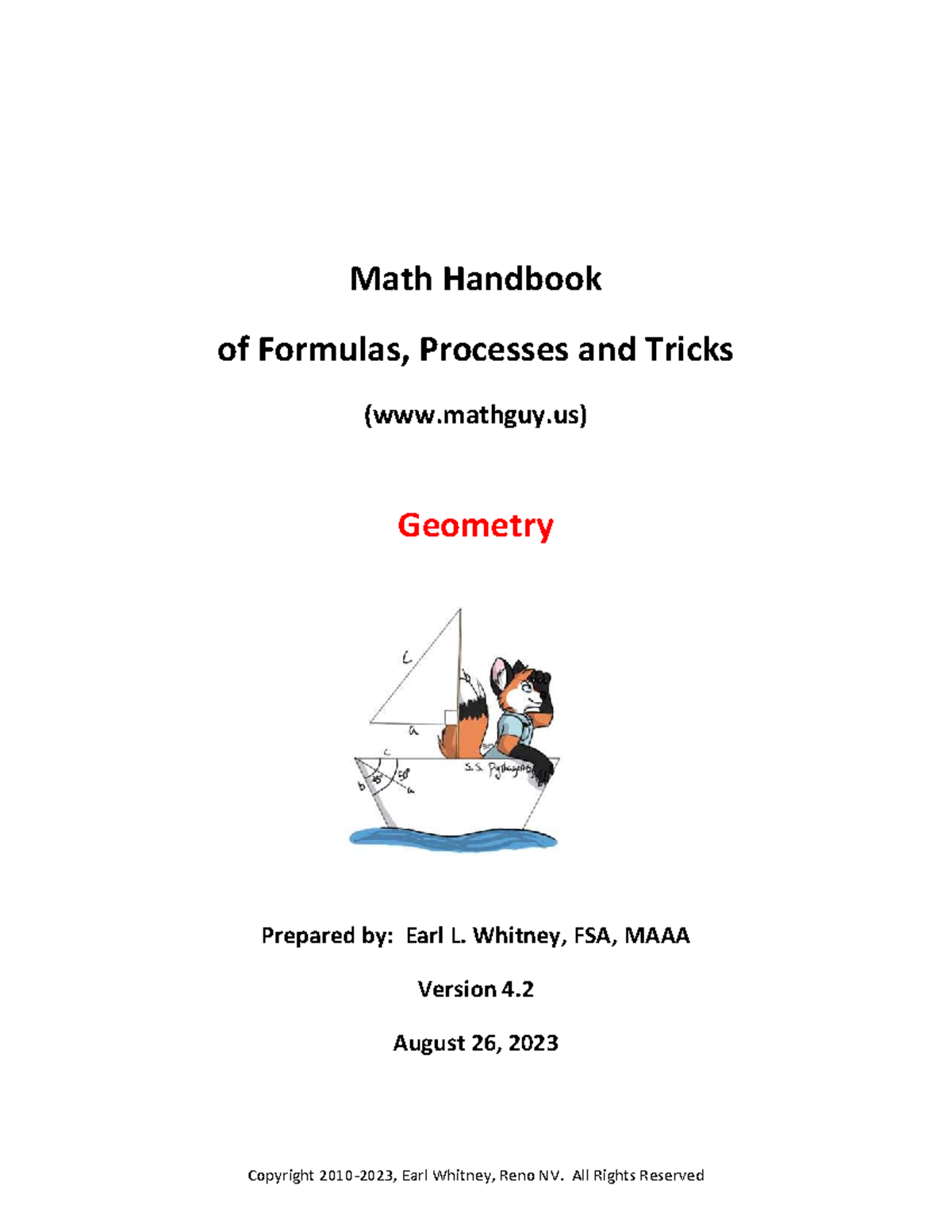 Geometry handbook of formulas, processes, and tricks (version 4.2 ...