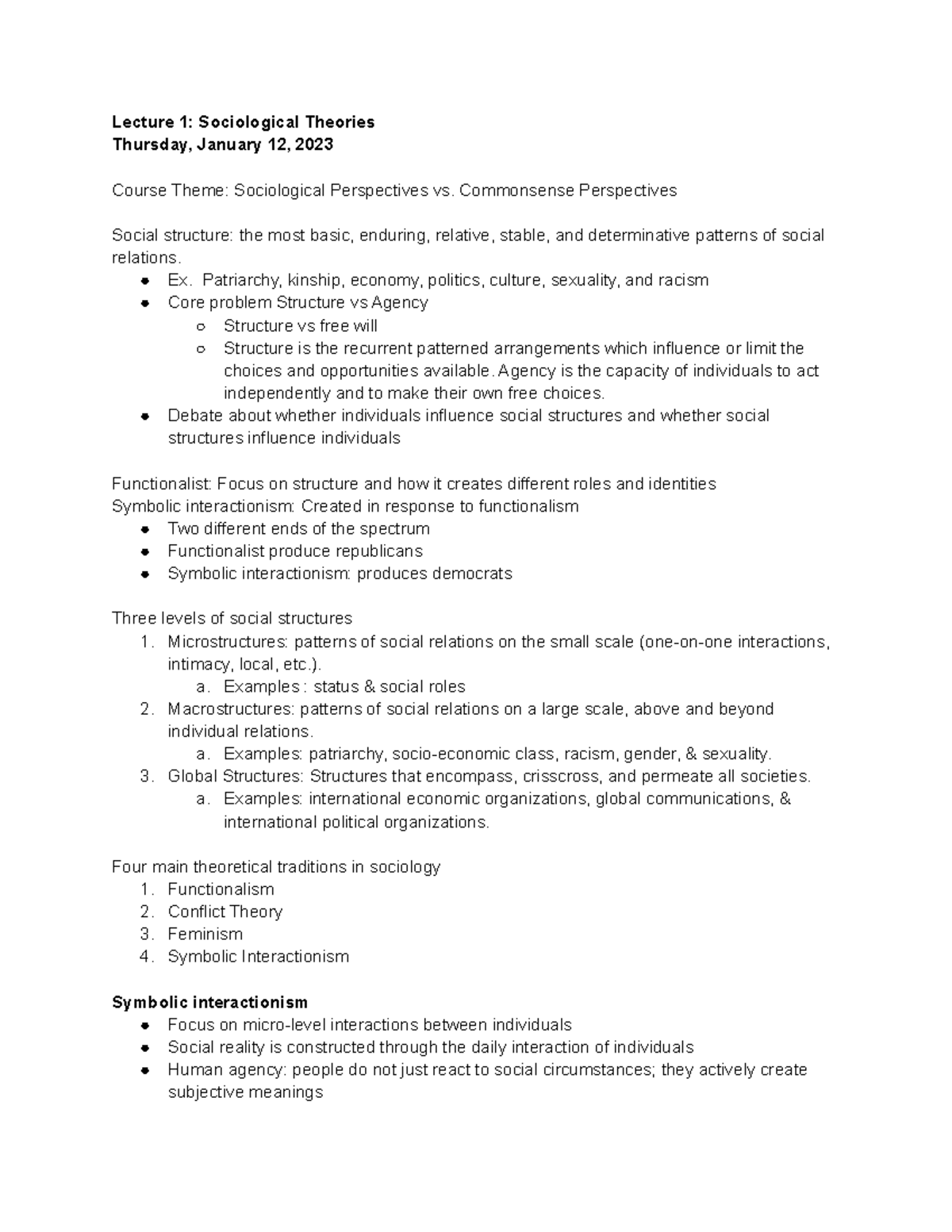 SY103 - Lecture Notes on Sociological Theories and Globalization - Studocu