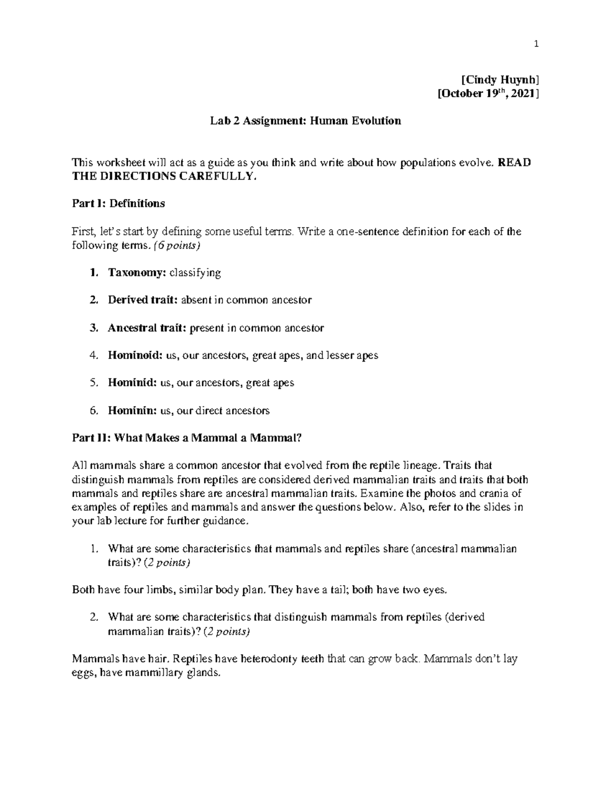 Lab 2: Exploring Human Evolution - Key Concepts & Trends - Studocu