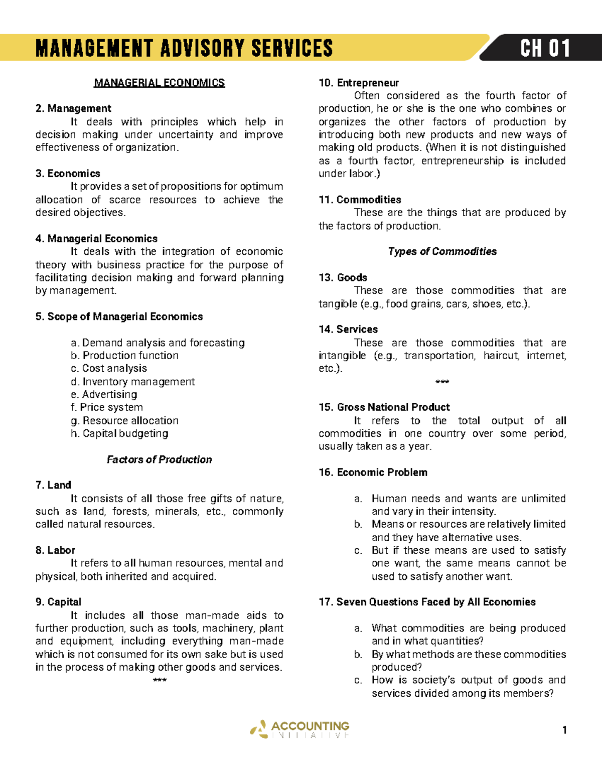 Managerial Economics - Chapter 01 Overview and Key Concepts - Studocu