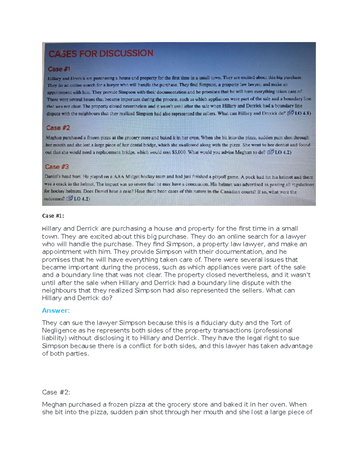 Case 1,2&3 - Assignment Chapter 4 - Business Law 1000 - Studocu