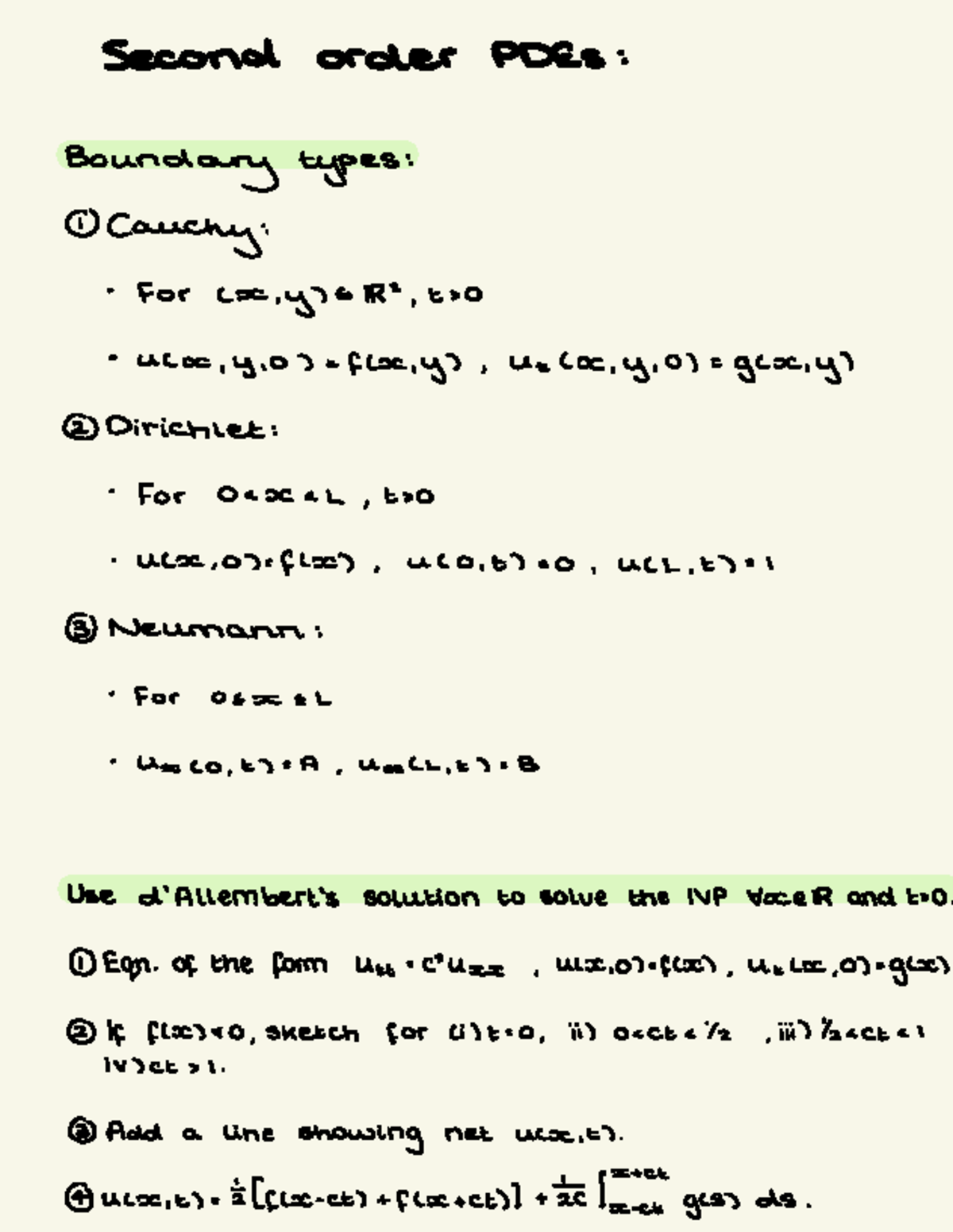 Second Order PDEs - Cheat Sheet for EIR2 - Studocu