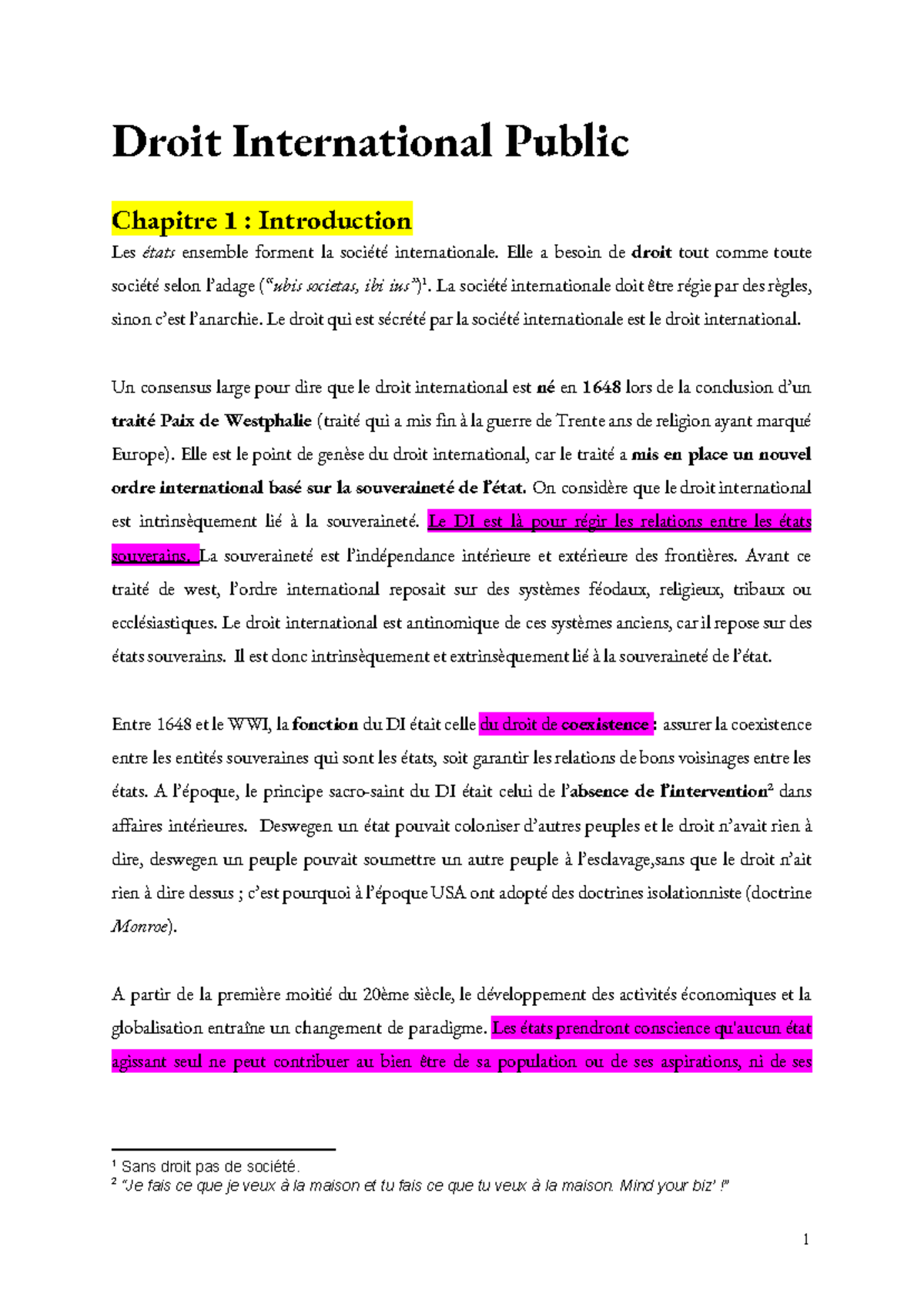 DIP - Premier semestre - Droit International Public Chapitre 1 ...