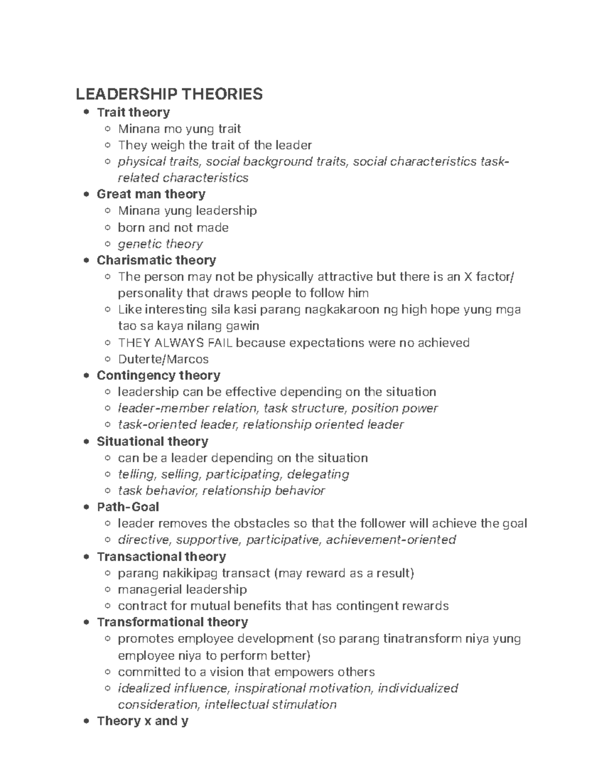 Leadership Theories: An Overview of Key Concepts and Models - Studocu
