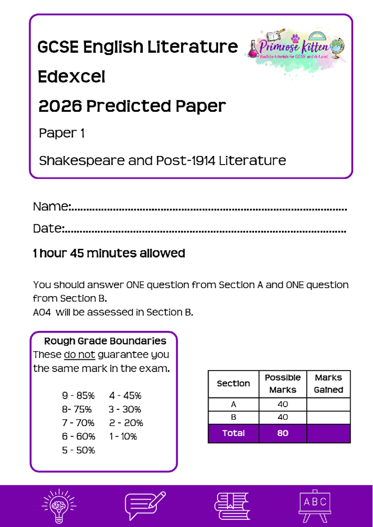 GCSE English Literature Edexcel 2026 Predicted Paper 1 Guide - Studocu