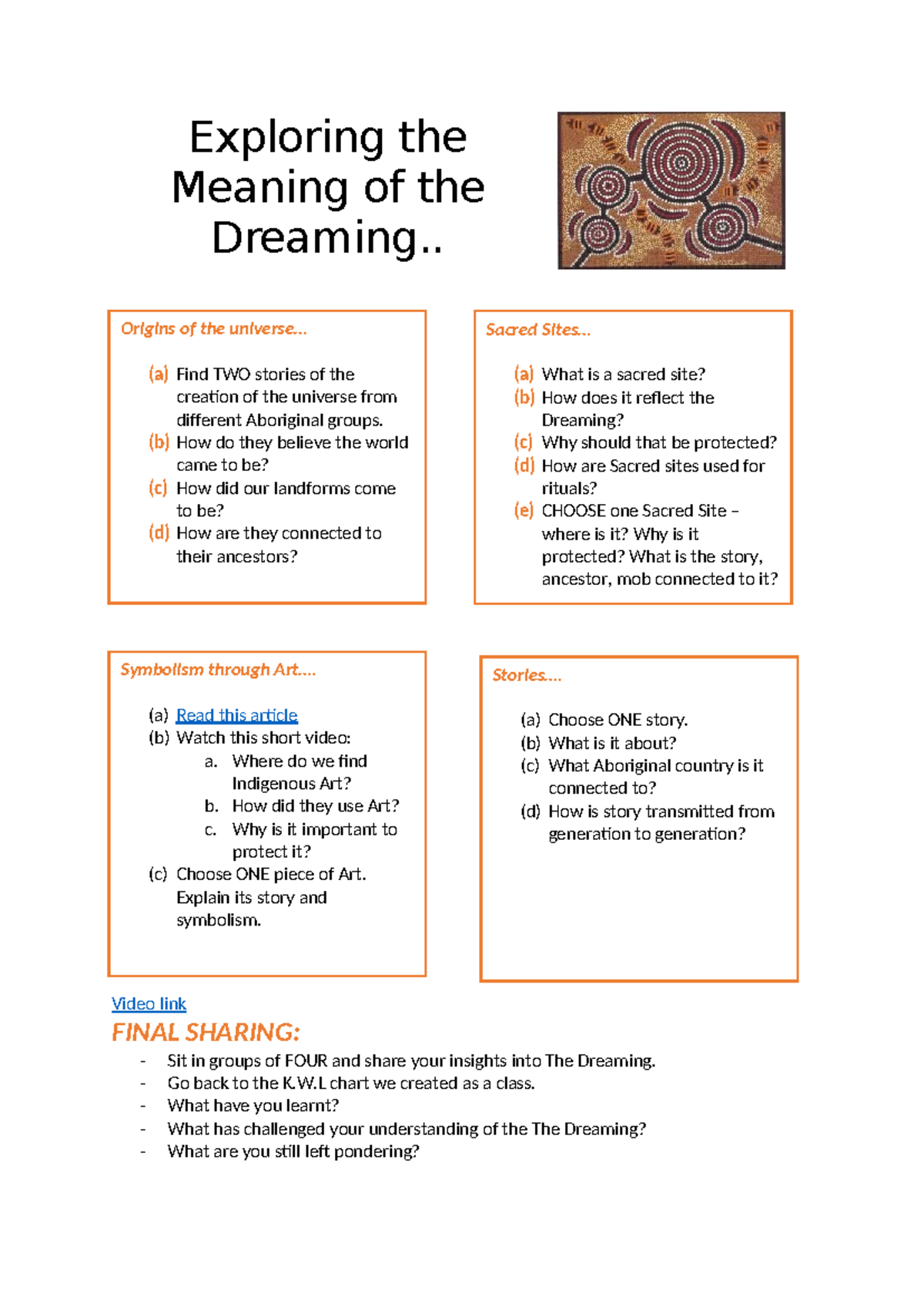 Exploring the Meaning of the Dreaming: Aboriginal Creation Stories and ...