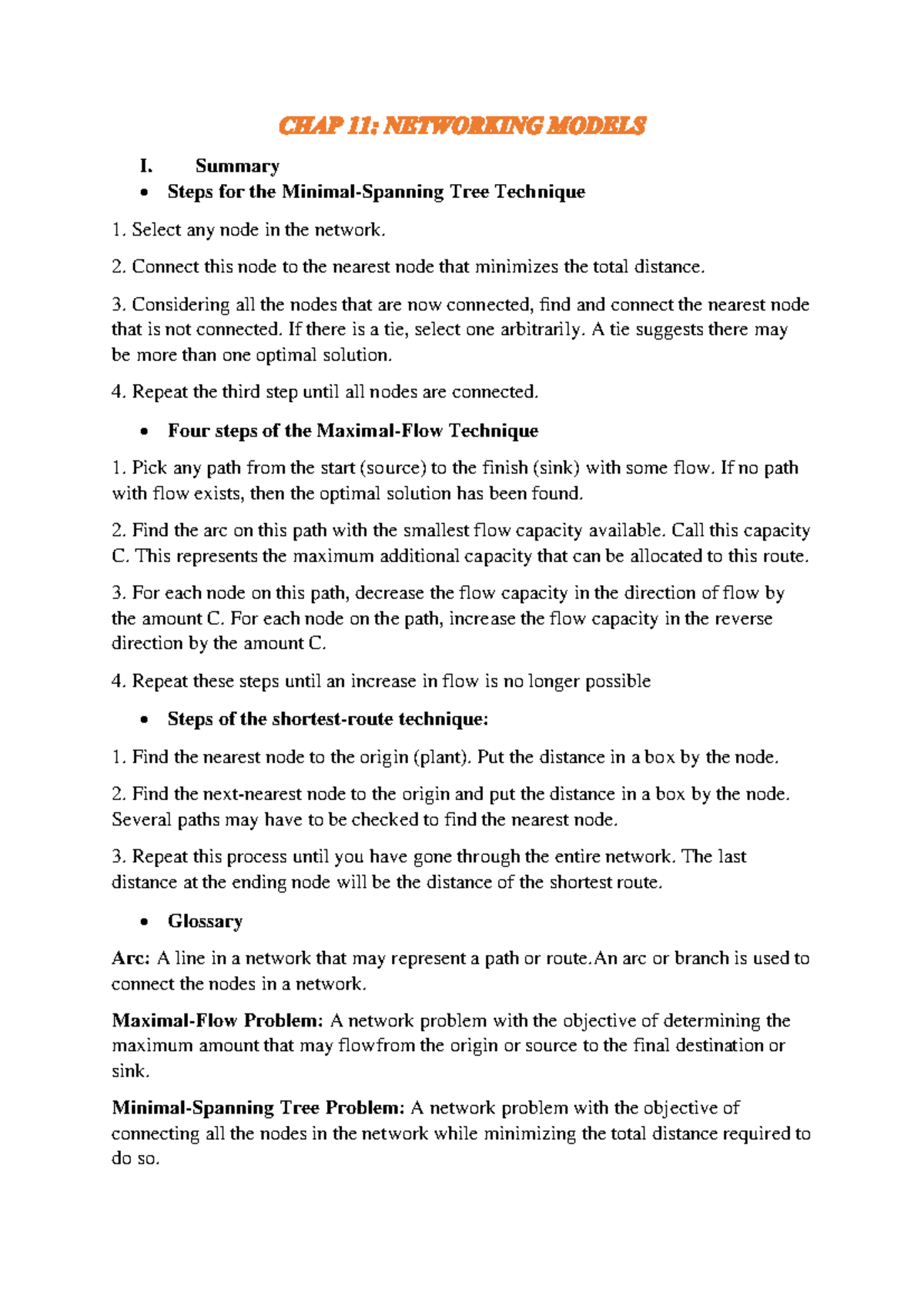 CHAP 11 - Networking model - I. Summary Steps for the Minimal-Spanning ...