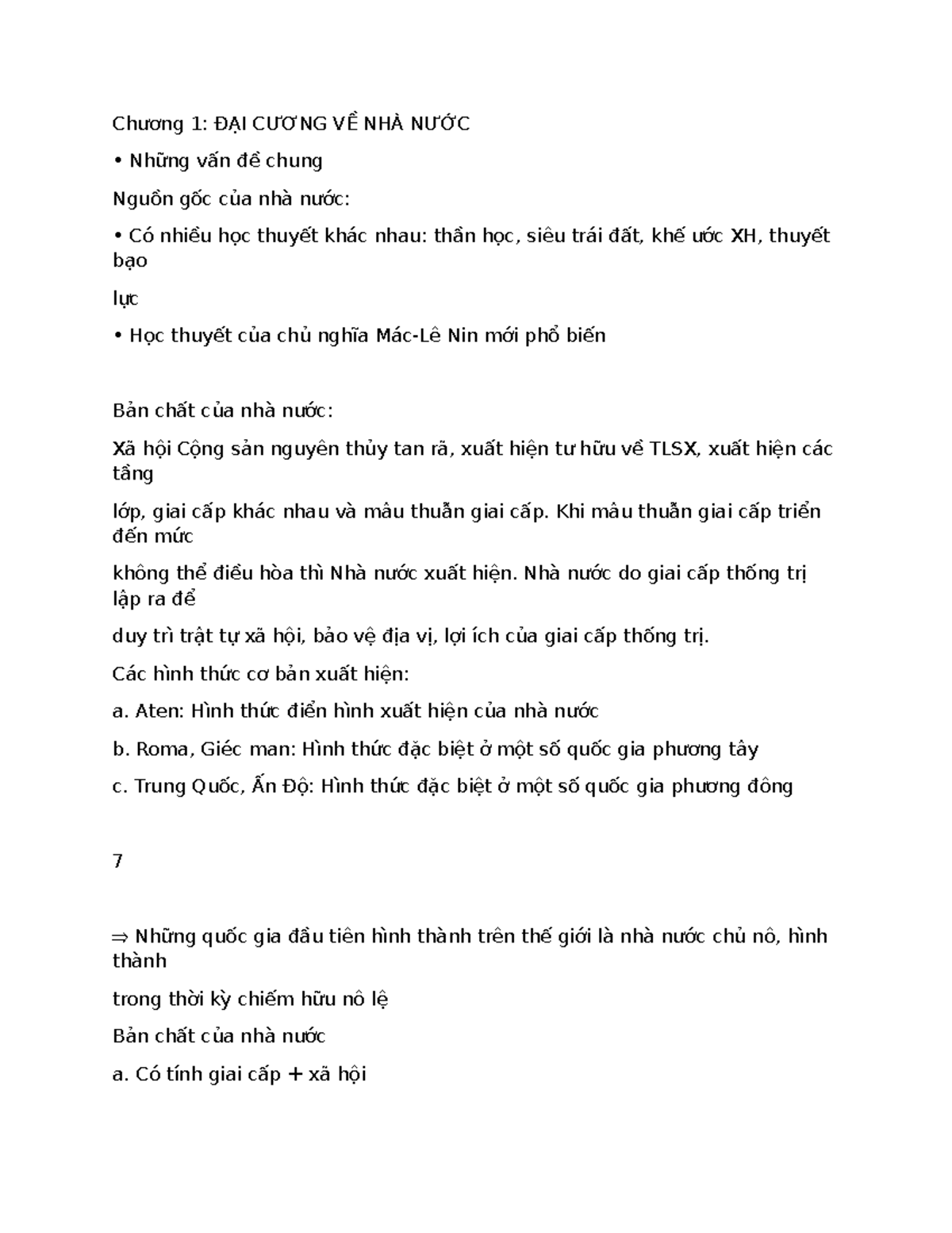 PLDC cop - notes - Chương 1: ĐẠI CƯƠNG VỀ NHÀ NƯỚC Những vấn đề chung ...