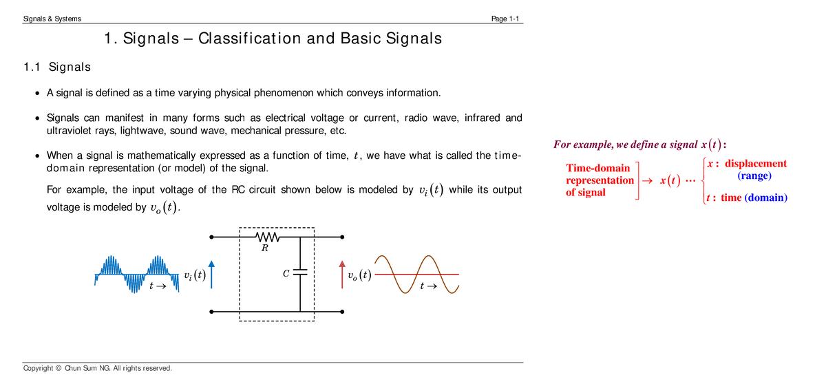 Ch01 Signals - Classification and Basic Signals - 1. Sign als – Classif ...