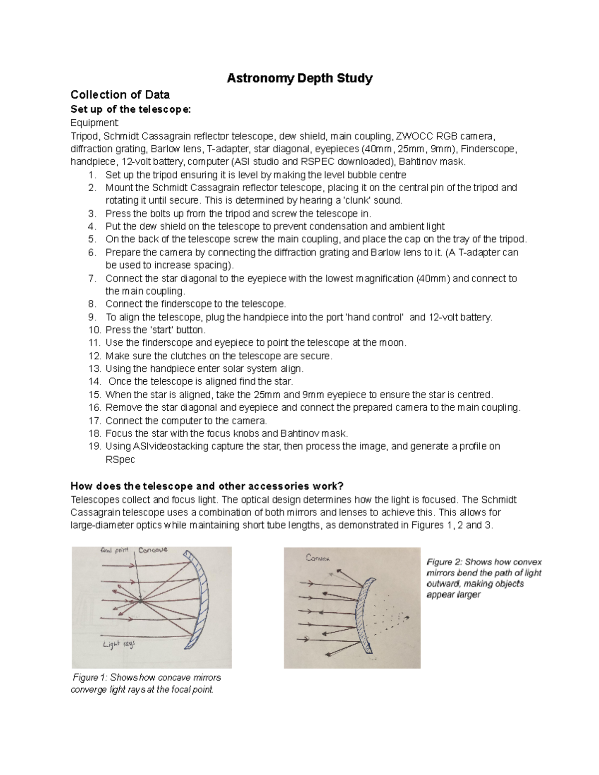 Astronomy Depth Study: Telescope Setup & Spectra Analysis Guide - Studocu
