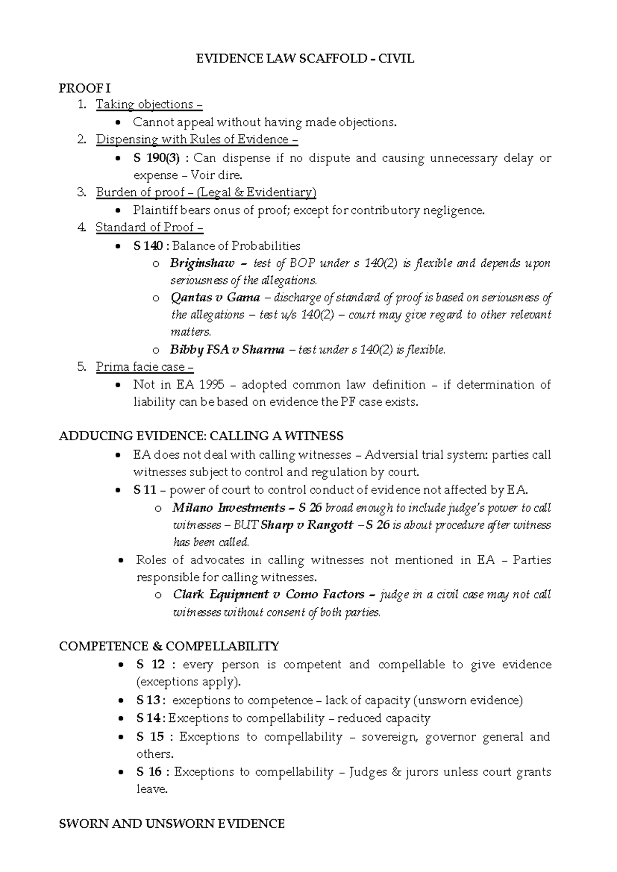 Civil Evidence Law Scaffold - Final Exam Review Notes - Studocu