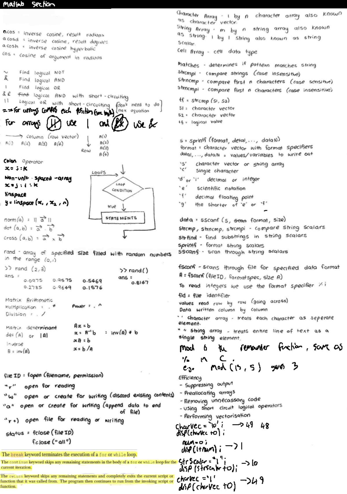 Enggen 131 Final Exam Sheet: MATLAB Arrays and Operations - Studocu