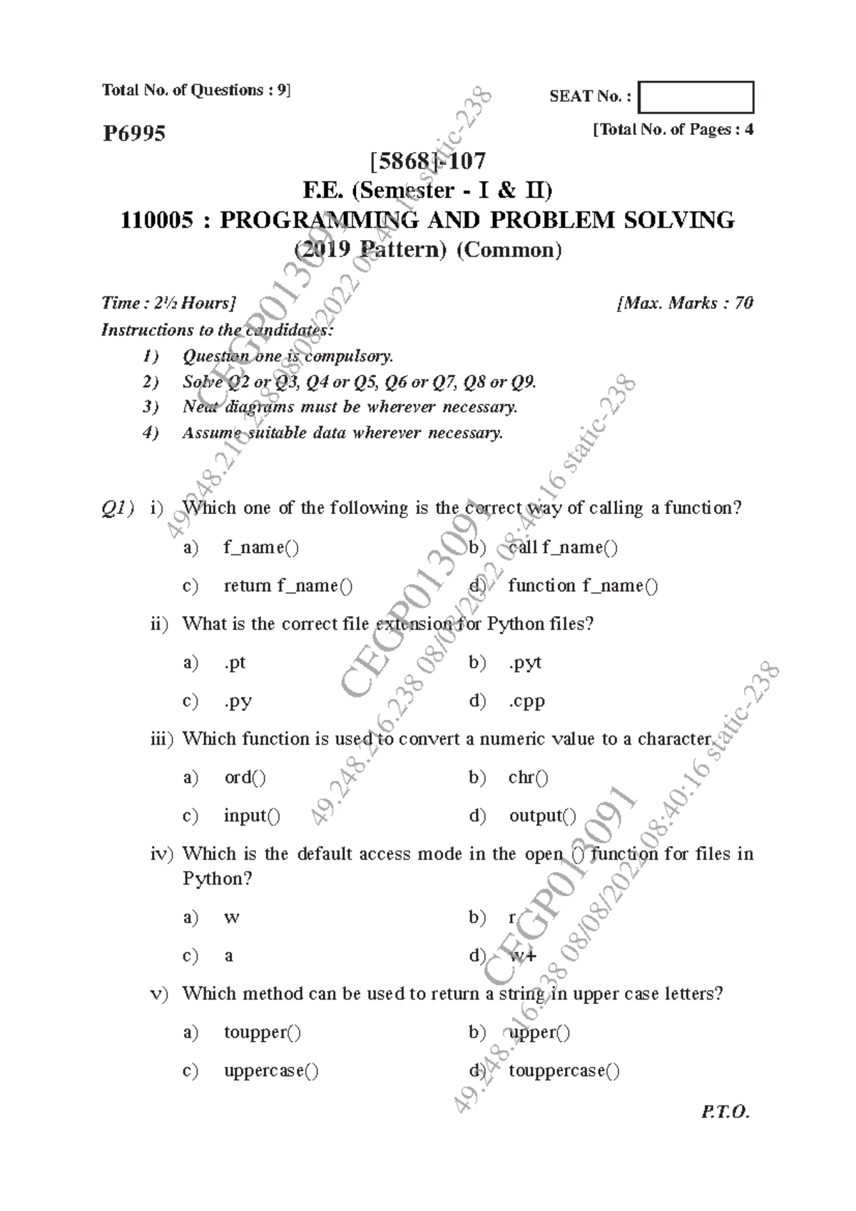 Sppu engineering discrete mathematics pyq question paper. - Total No ...