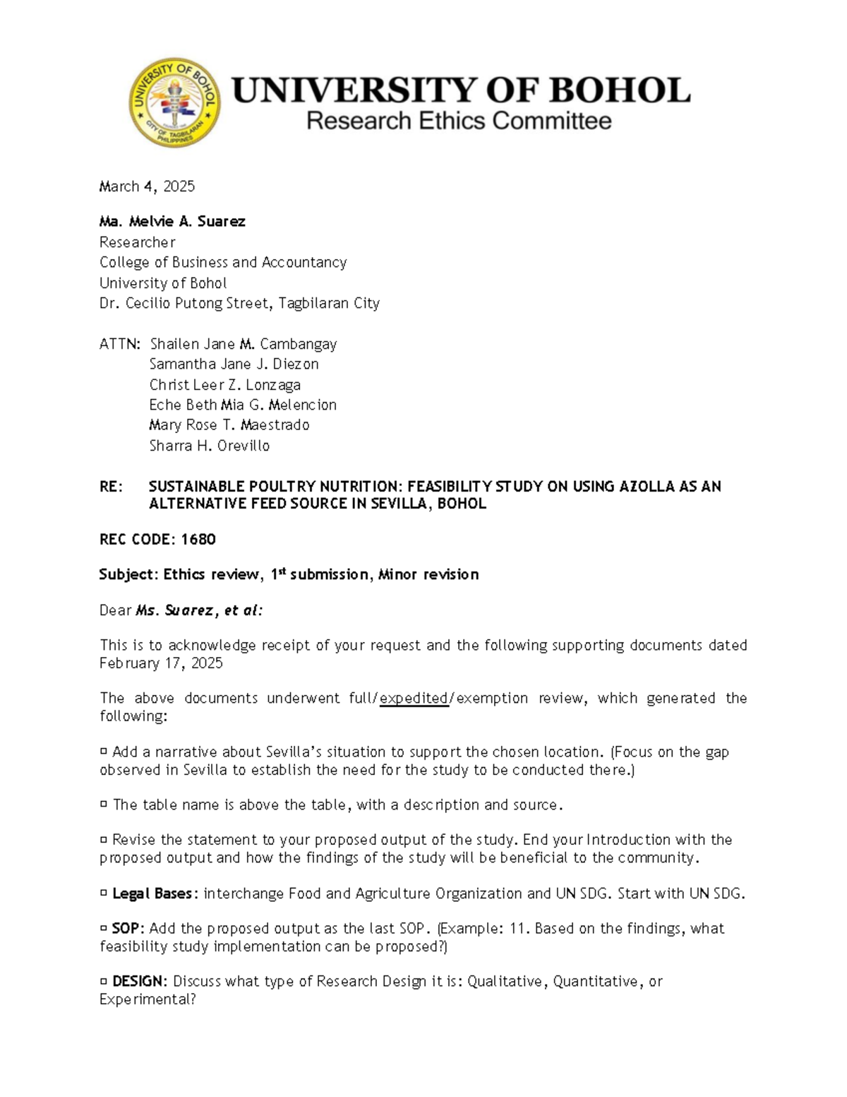 RE: 1680 Form 4D Decision Letter - Sustainable Poultry Nutrition Study ...