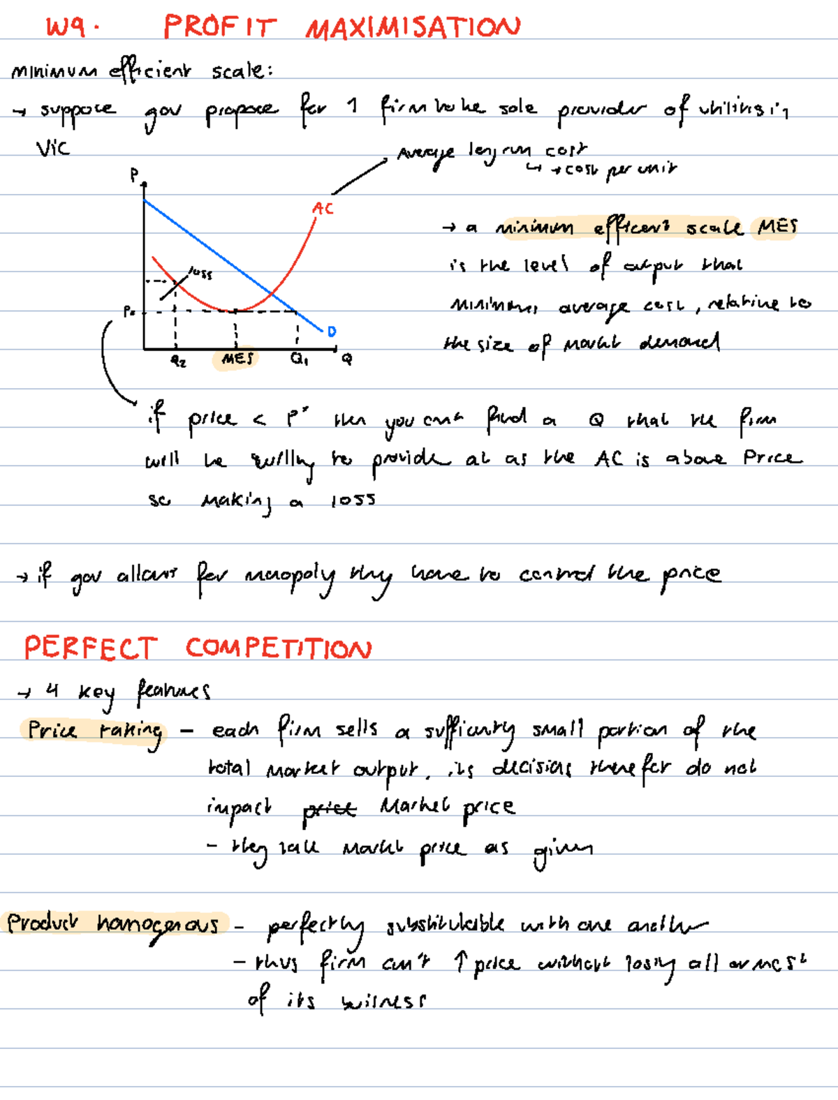 Profit Maximisation Notes - ECON W9 Analysis and Concepts - Studocu