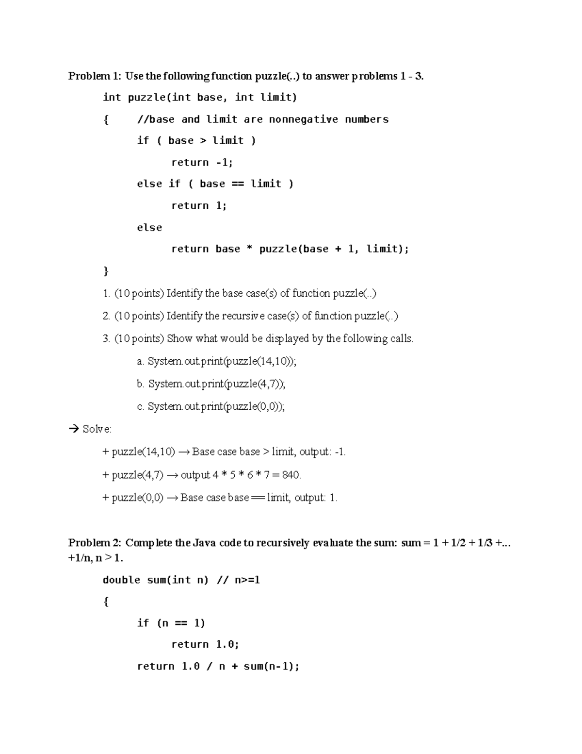 Lab 5: Recursive Functions and Puzzles in Java - Studocu
