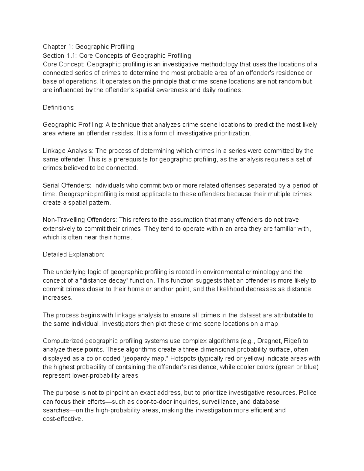 Psych 3,4,5: Chapter 1 - Geographic Profiling and Core Concepts - Studocu