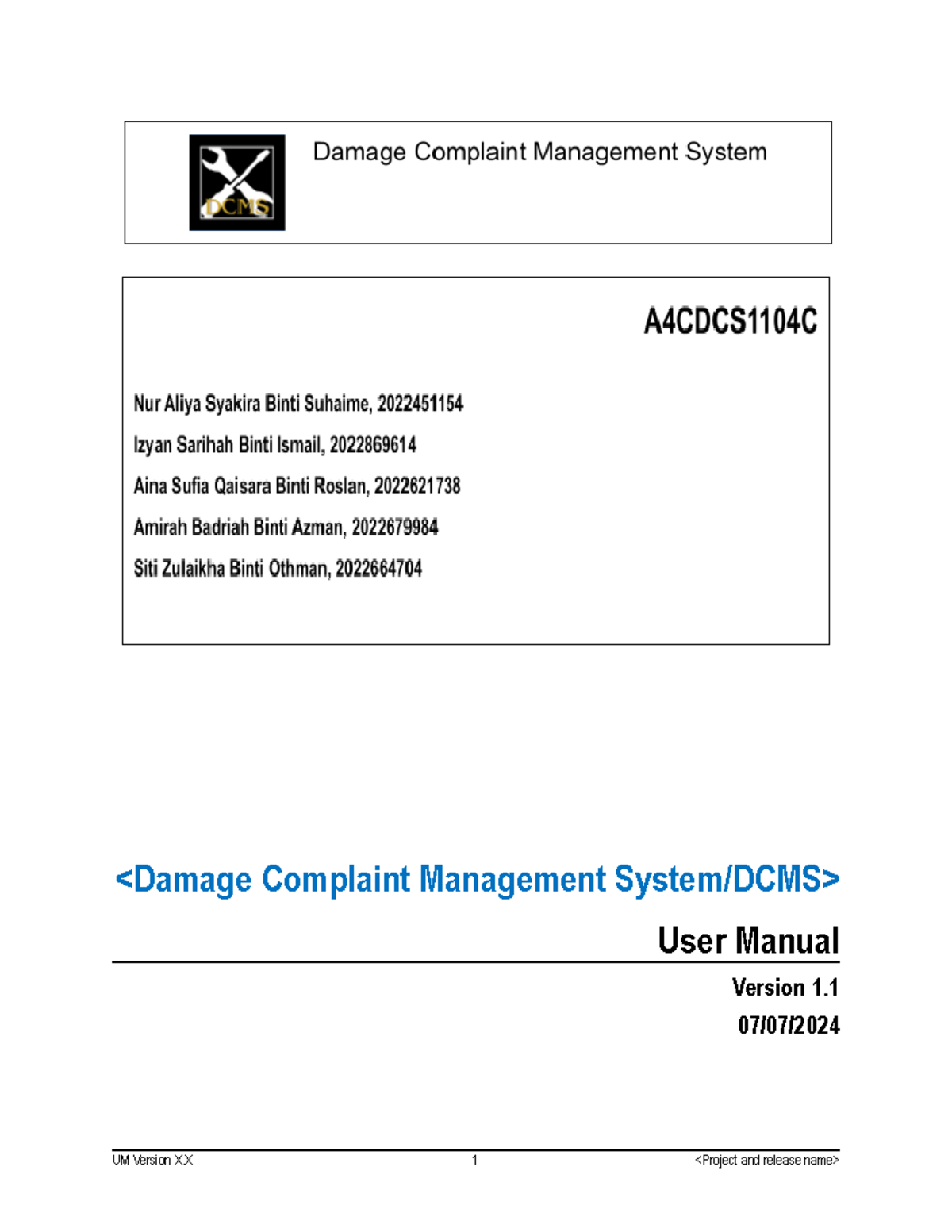 CSC264 Damage Complaint Management System User Manual v1.1 - Studocu