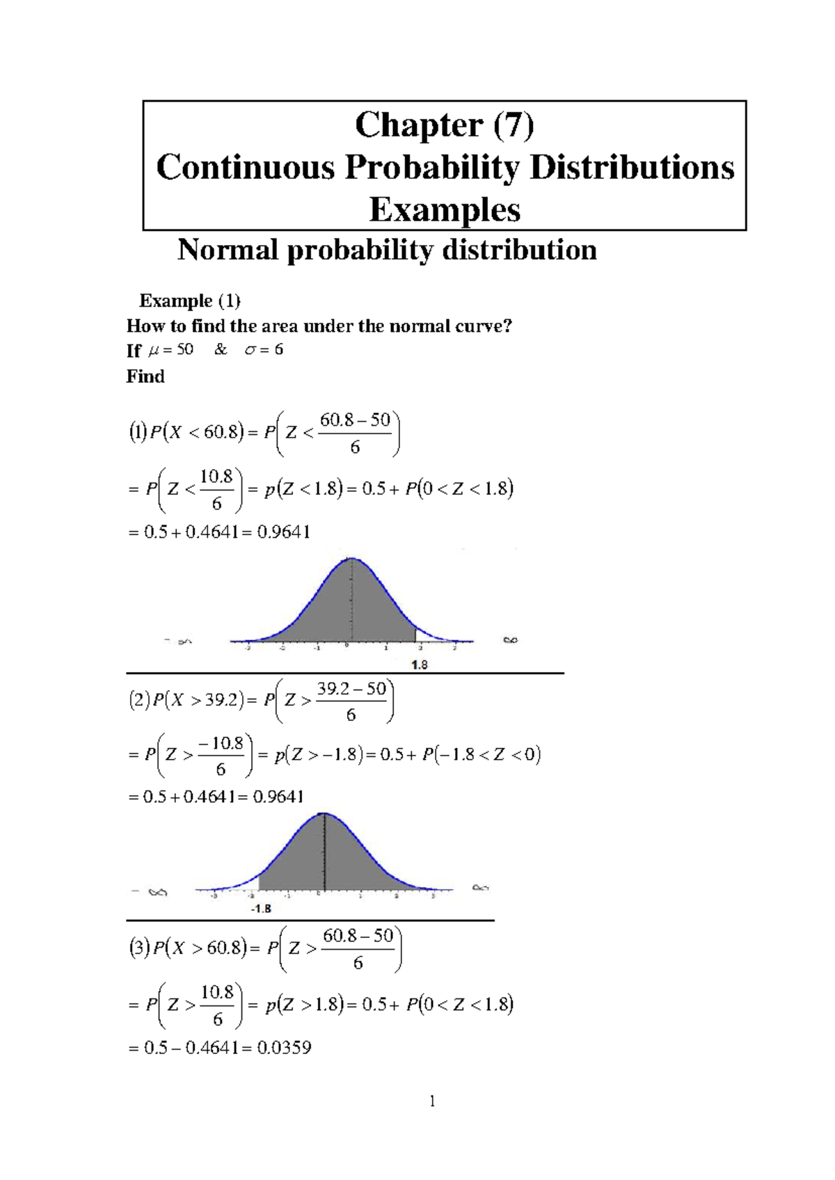 Chapter 7: Examples of Continuous Probability Distributions - Studocu