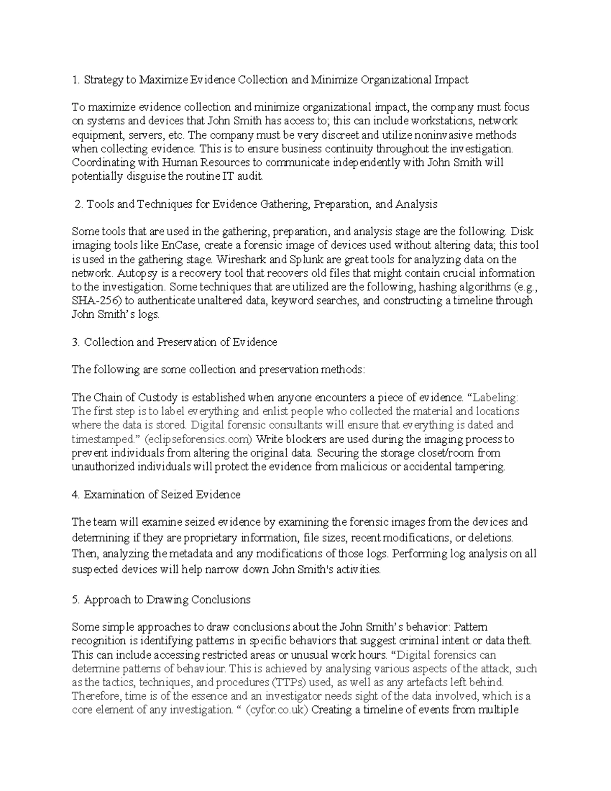 BFN2 - Task 1 - Strategies for Evidence Collection & Analysis - Studocu