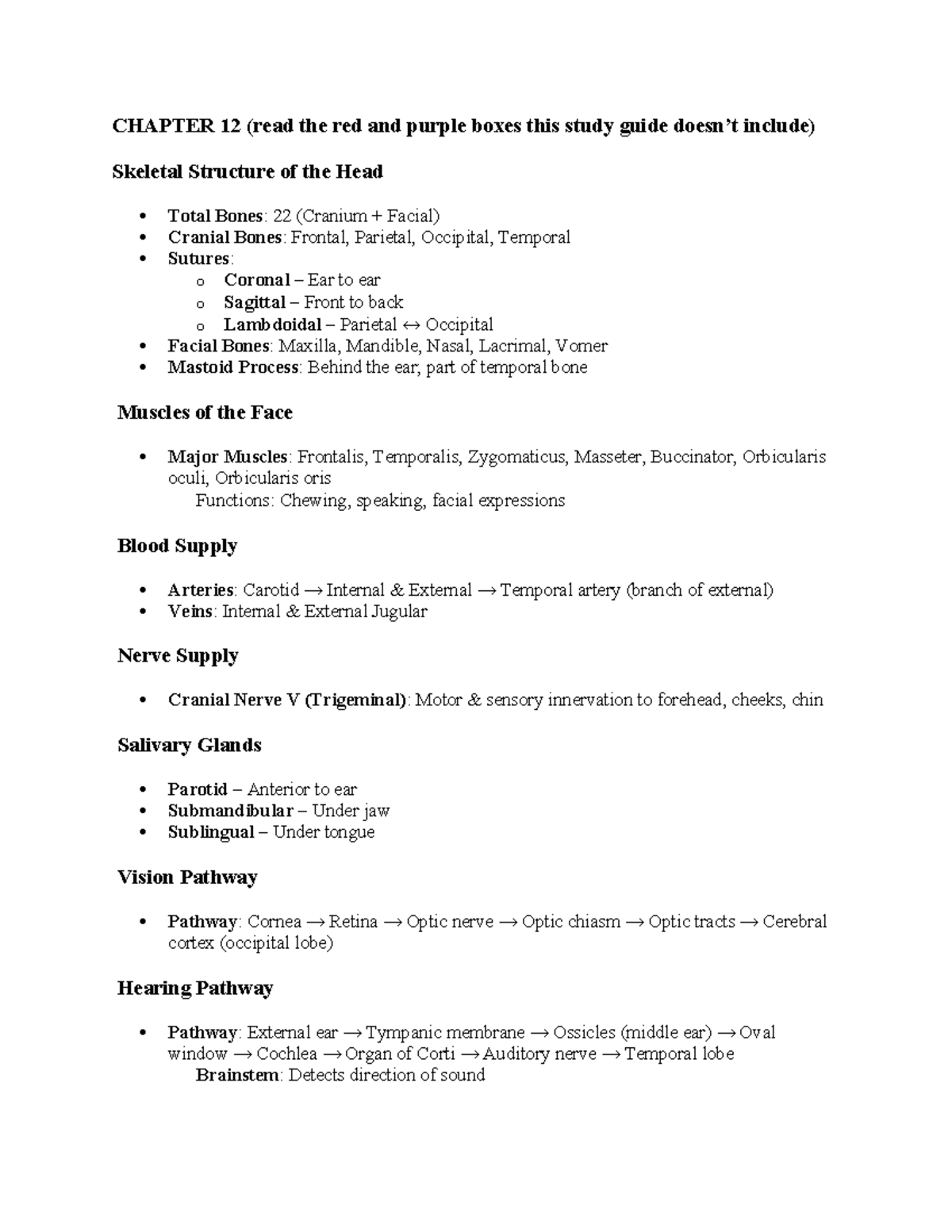 Health Assessment Exam 2 Study Guide: Anatomy of Head & Neck - Studocu