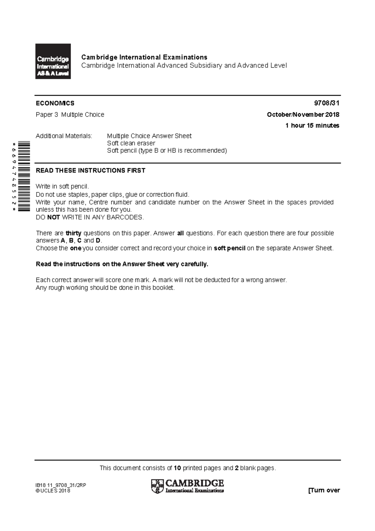 9708 w18 qp 31 - Practice paper - This document consists of 10 printed ...