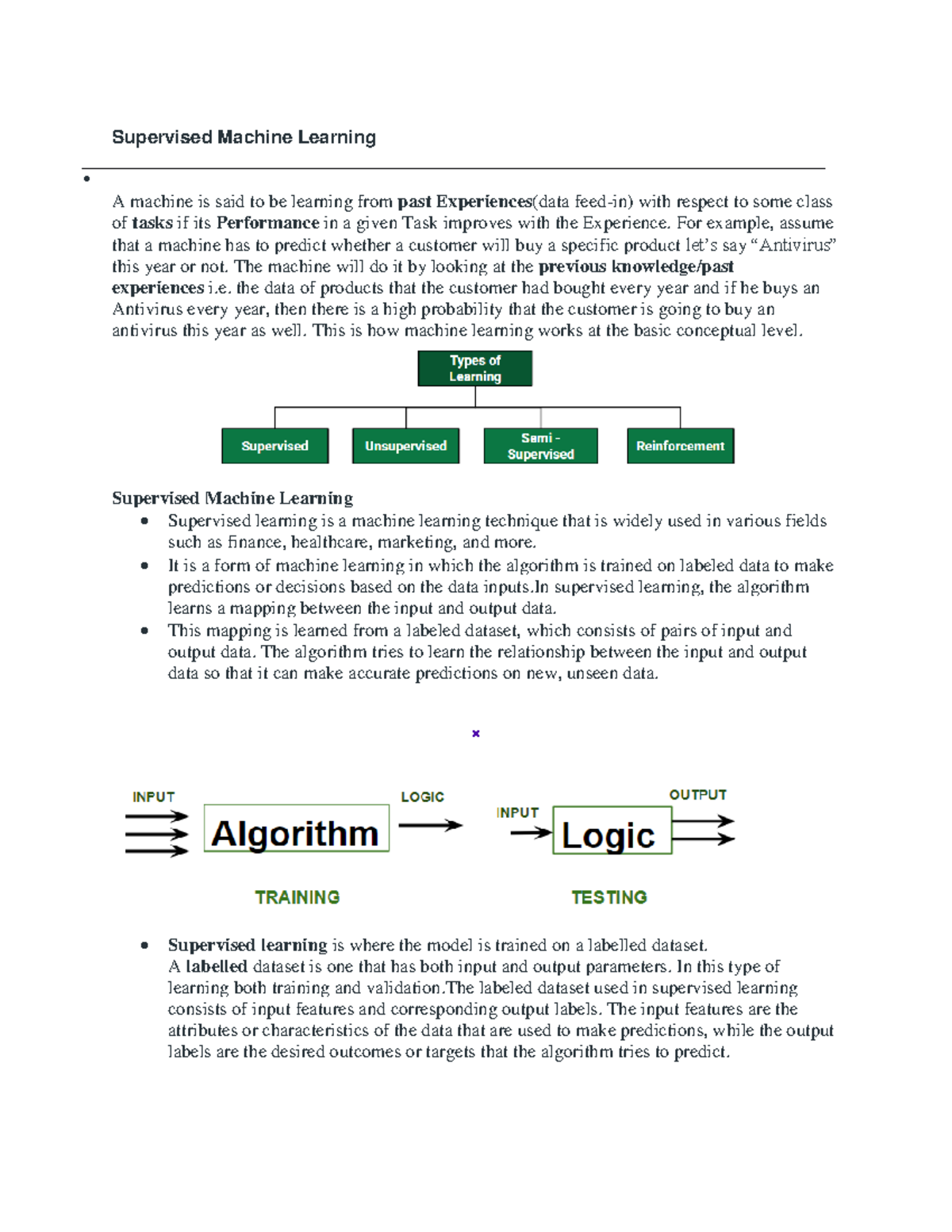 Supervised Machine Learning: Key Concepts and Algorithms Notes - Studocu