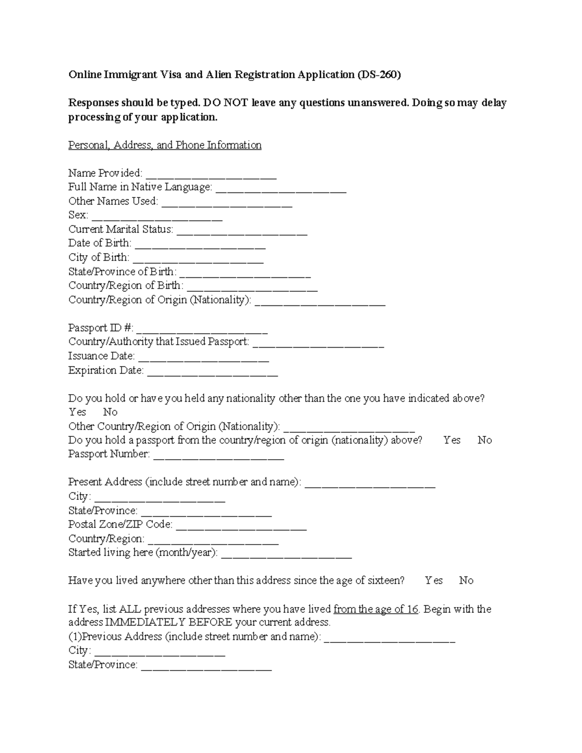DS-260 Form 2024: Online Immigrant Visa Application Guide - Studocu