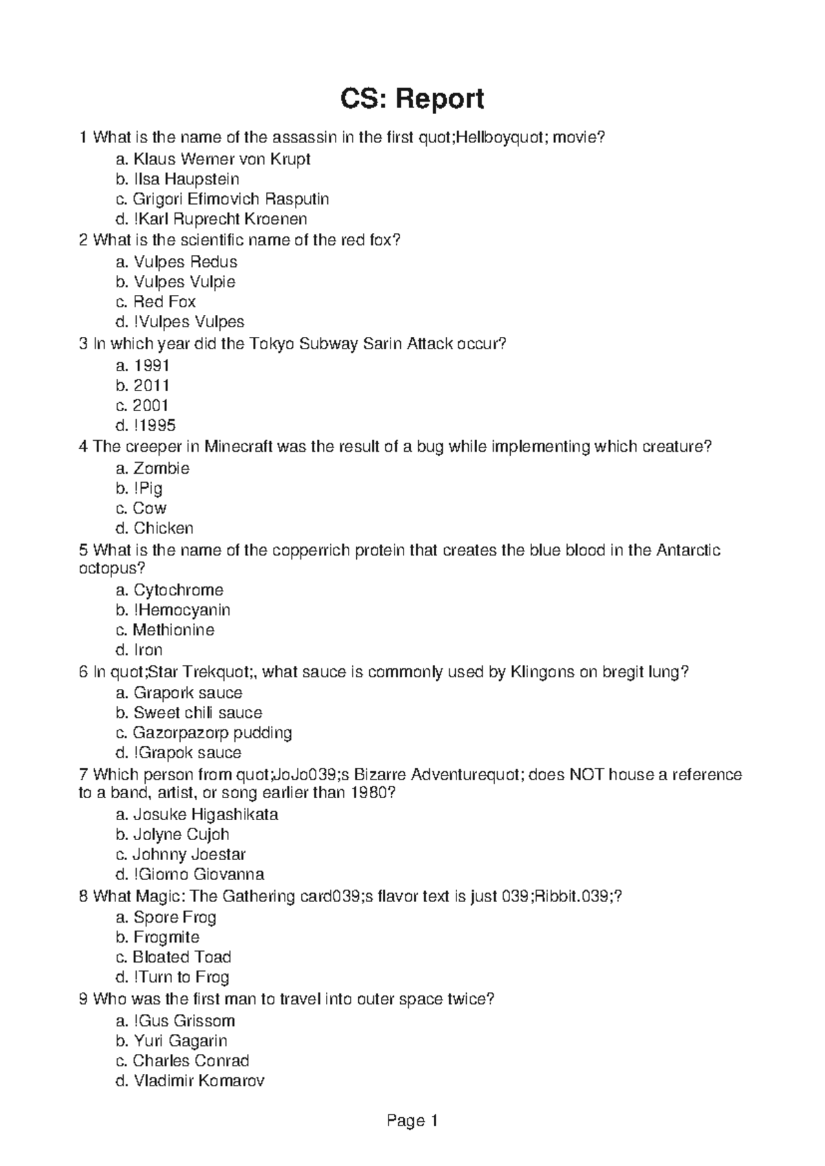 CS319 Study Guide 9 - accounting - CS: Report 1 What is the name of the ...