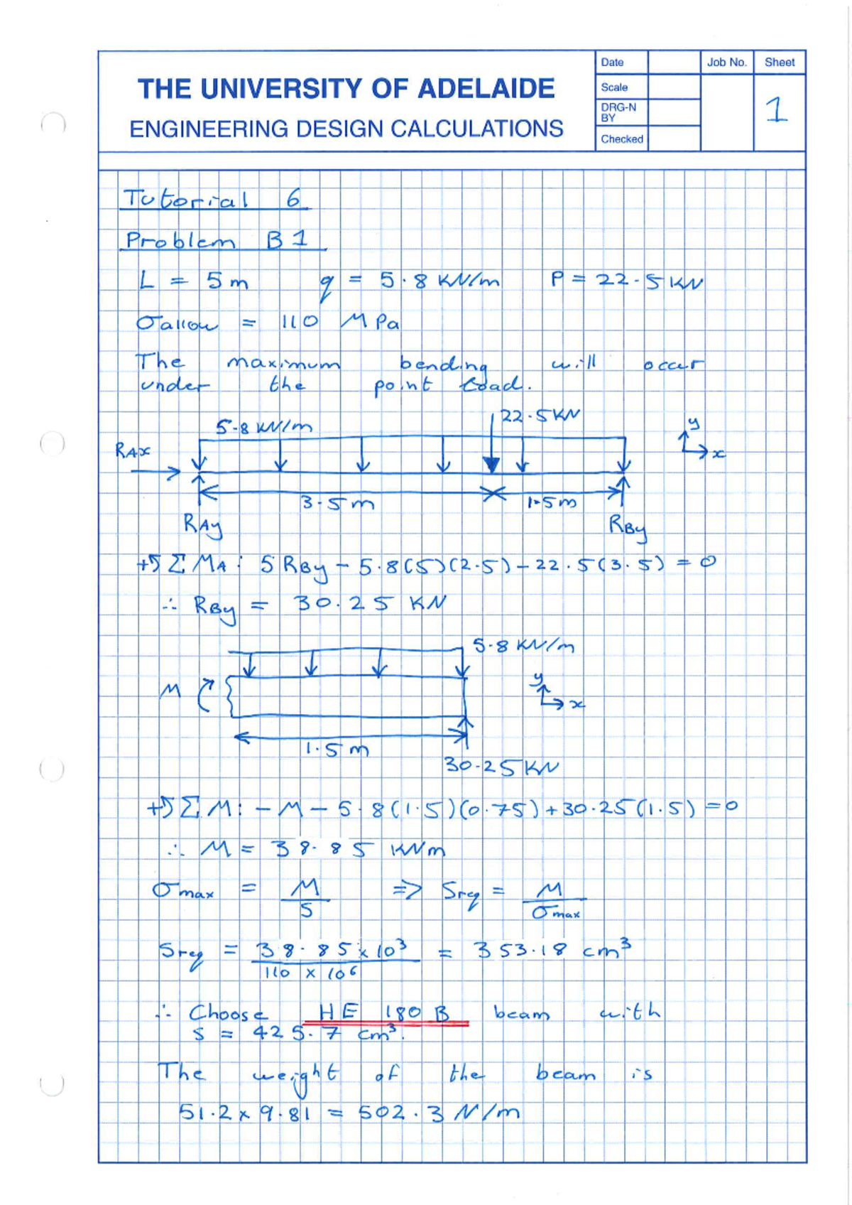 SAD 2025-1 Engineering Design Calculations: Tutorial 6 Solutions - Studocu