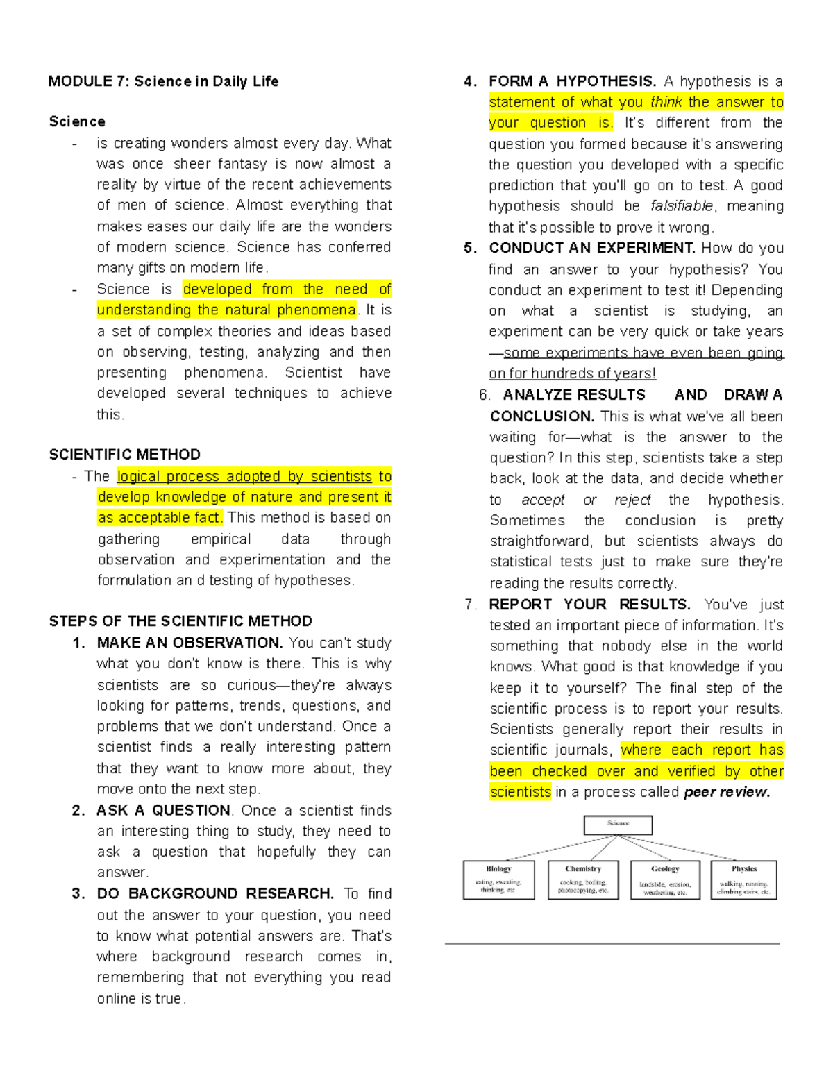 GEN003 Reviewer-P2 - Reviewer - MODULE 7: Science in Daily Life Science ...