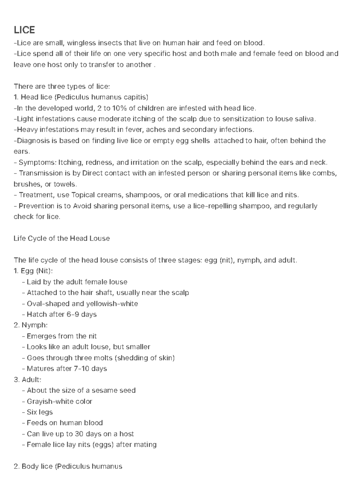 LICE - MICROBIOLOGY: Understanding Lice Infestation and Life Cycle ...