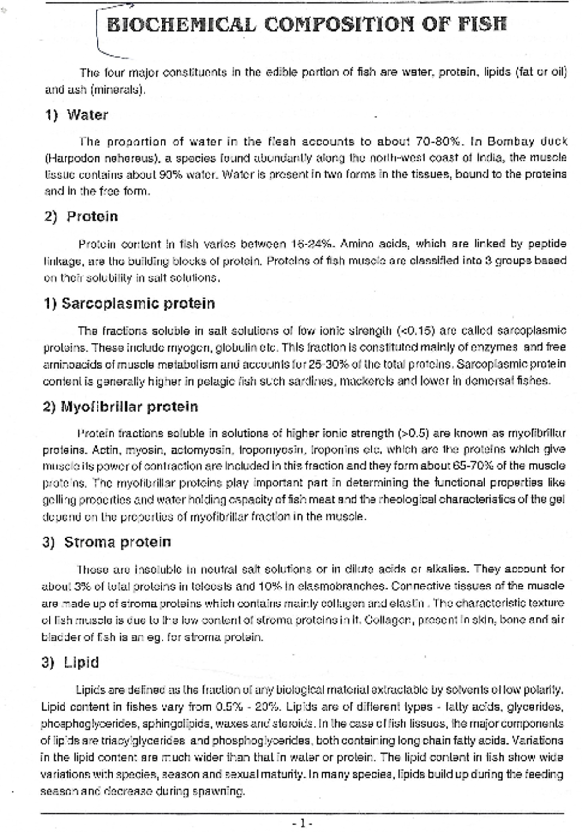 Biochemical Composition of Fish: A Comprehensive Overview - Studocu