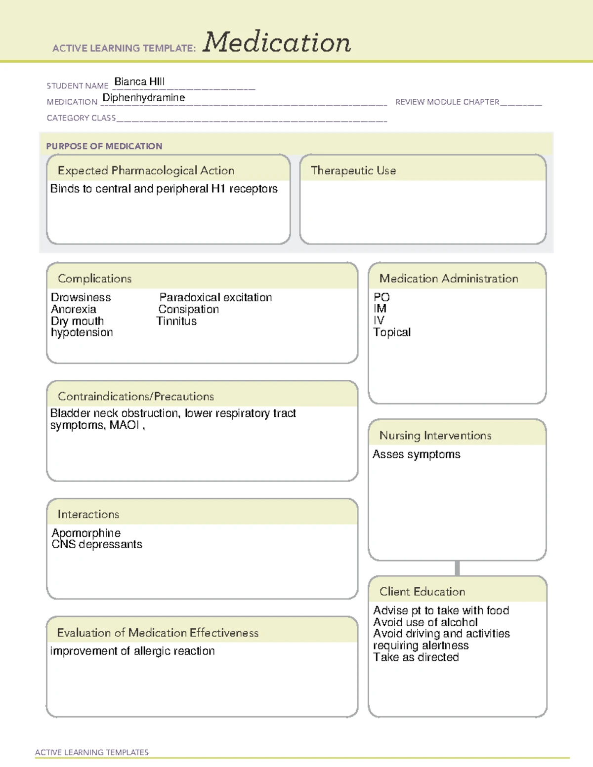 ACTIVE LEARNING TEMPLATE: Baclofen Medication Review Card - Studocu