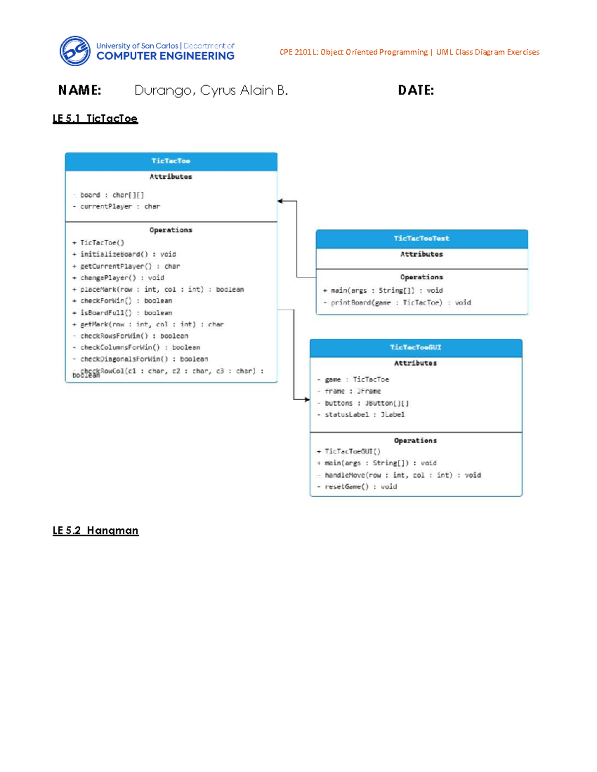 Activity Exercise UML 5 - Object Oriented Programming - CPE 2101L ...