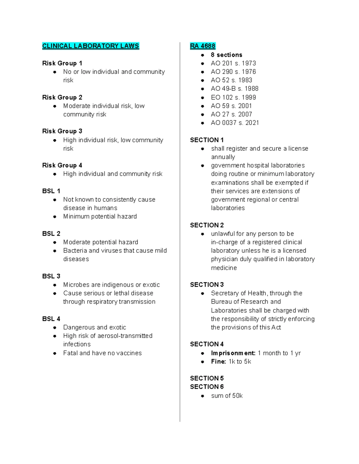 Clinical Laboratory Regulations & Standards: RA 4688 Overview - Studocu