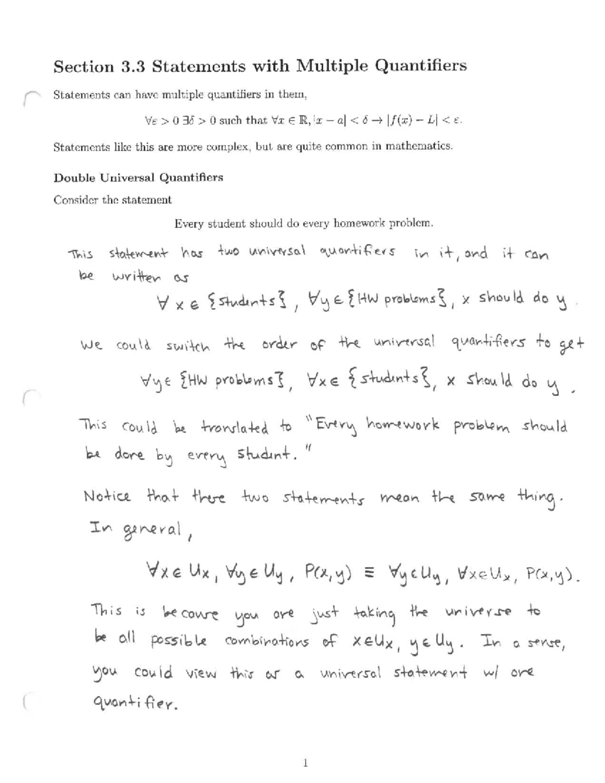 MA2509 Lecture Notes: Multiple Quantifiers in Statements - Studocu