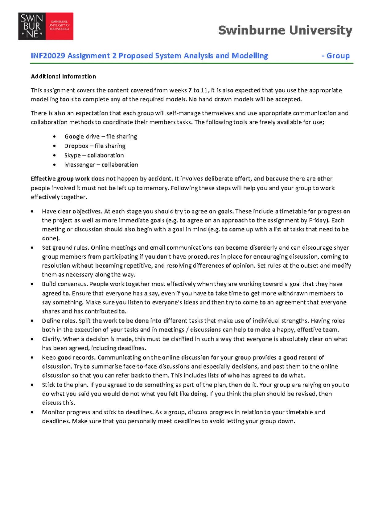 INF10024 S1 2024 Assignment 3 Group Report Overview and Guidelines ...