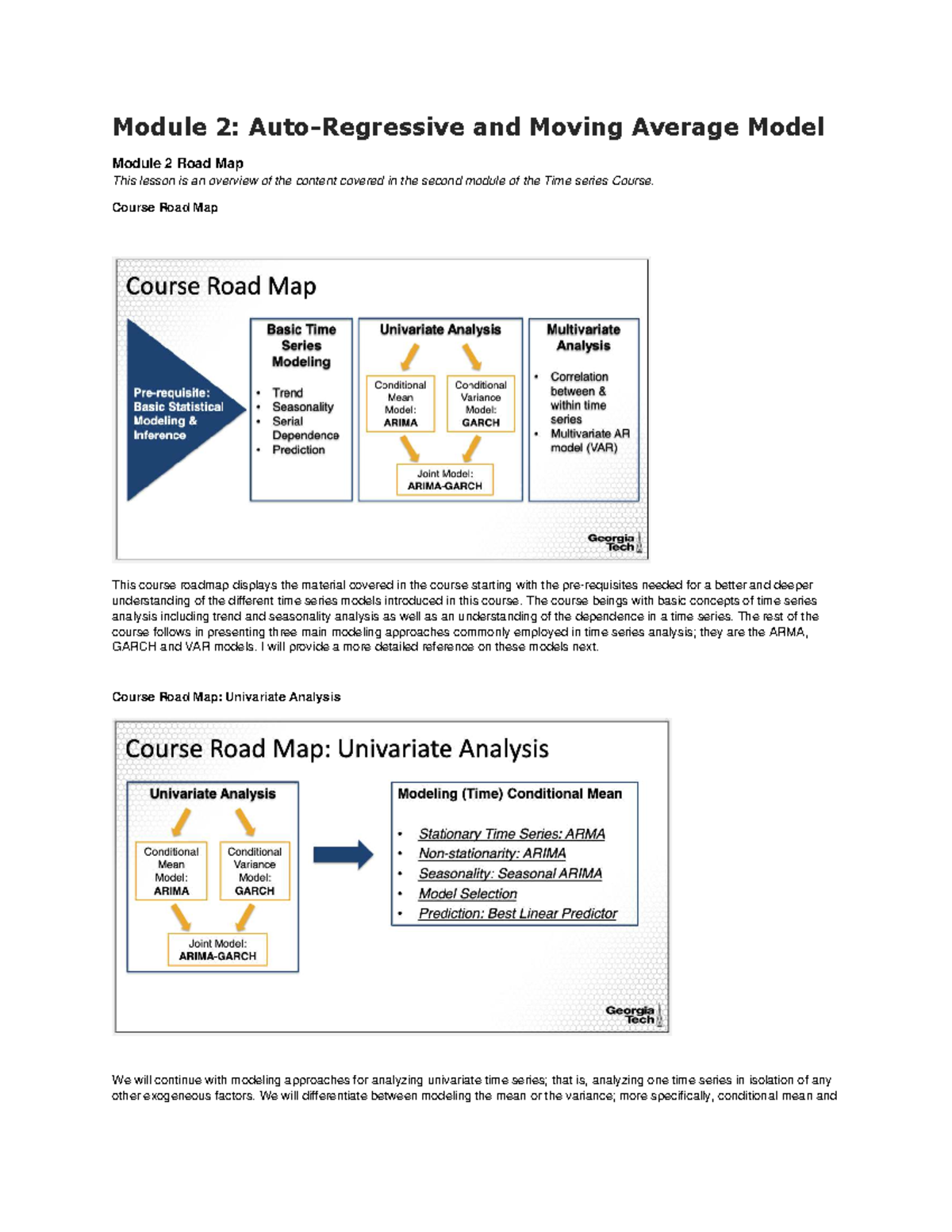 ISYE 6402 Module 2: Overview of ARMA Models in Time Series Analysis ...