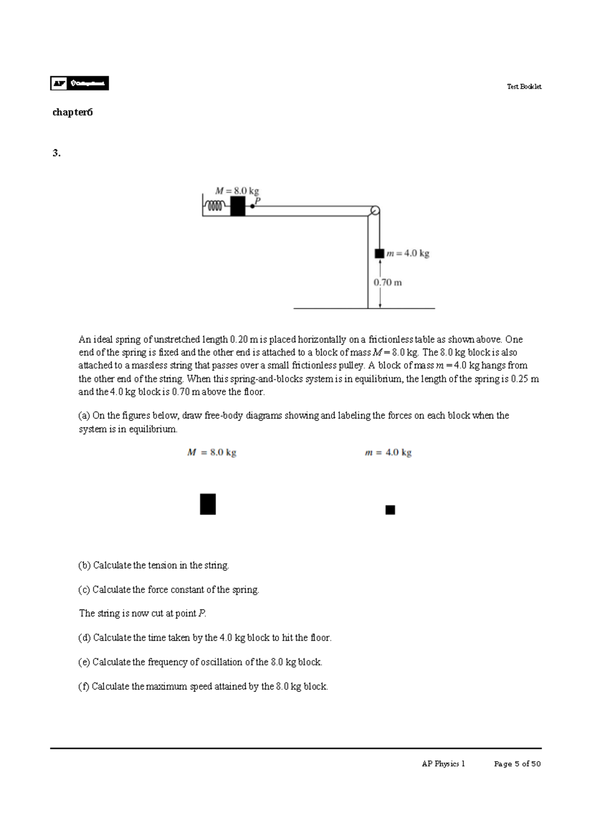 SHM Practice FRQ - AP Physics 1 Chapter 6 Analysis - Studocu