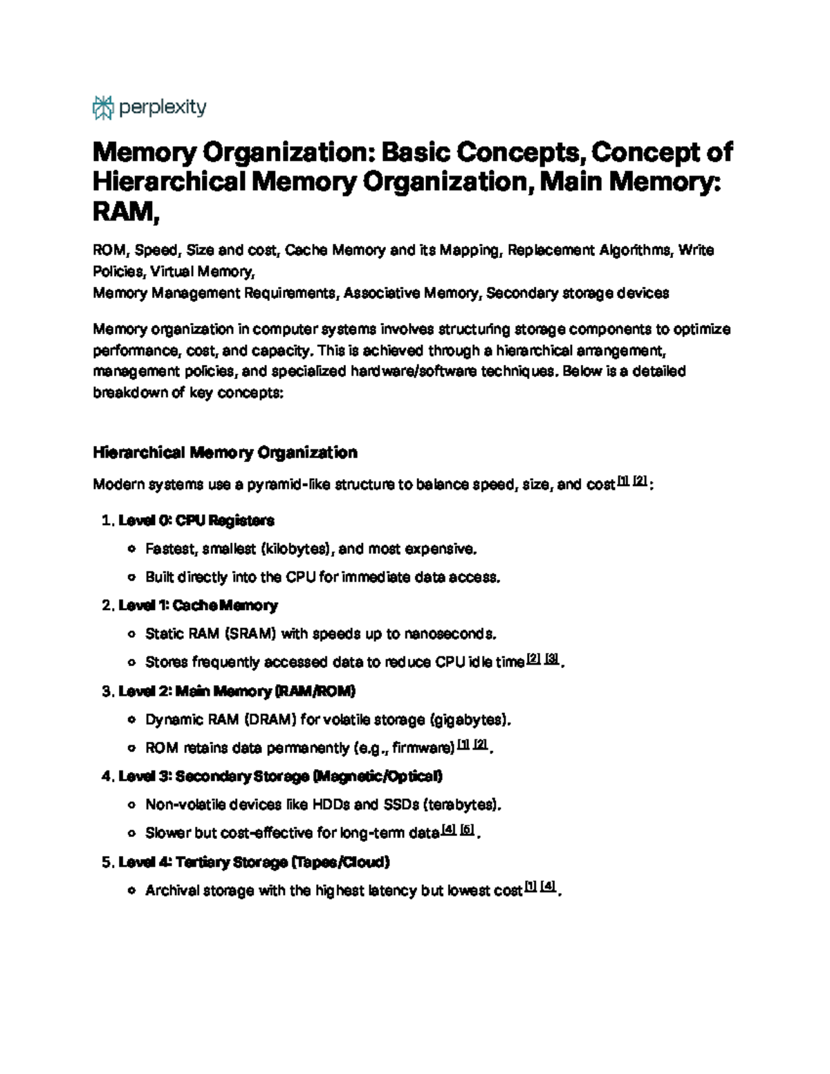 Memory Organization in Computer Systems: Key Concepts & Hierarchy - Studocu