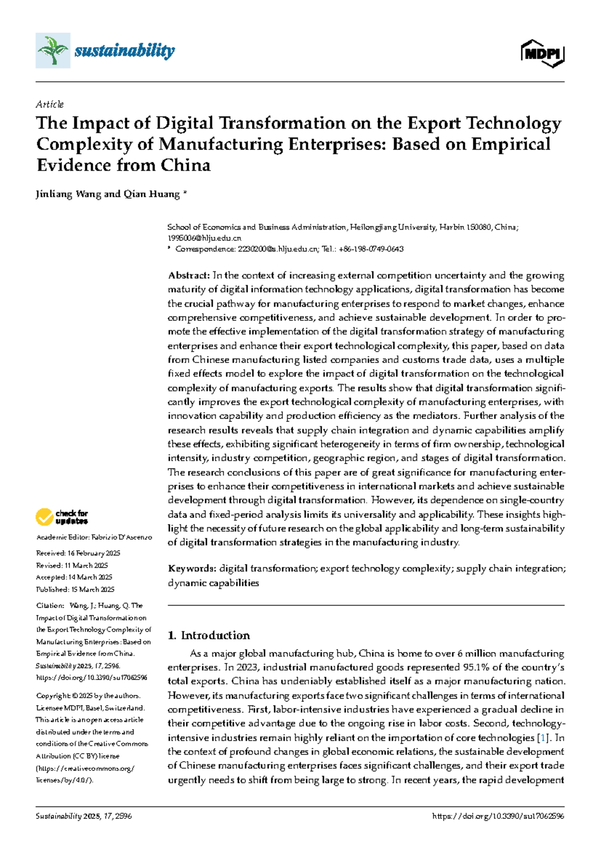 The Impact of Digital Transformation on Export Tech Complexity in Mfg ...