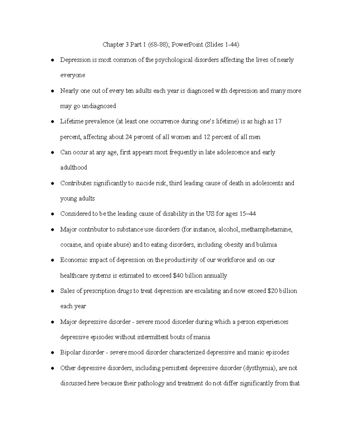 PSY 366 - Chapter 3: Understanding Major Depressive Disorder - Studocu